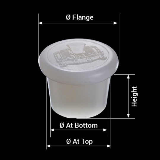 measures silicone barrel bung with logotype model