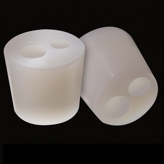 tapón de silicona para barricas modelo cónico con agujero de color blanco