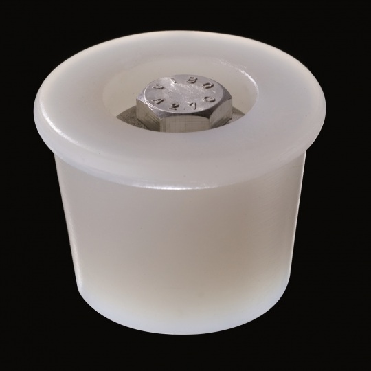 tapón de silicona para barricas modelo mecanismo hexagonal de color blanco